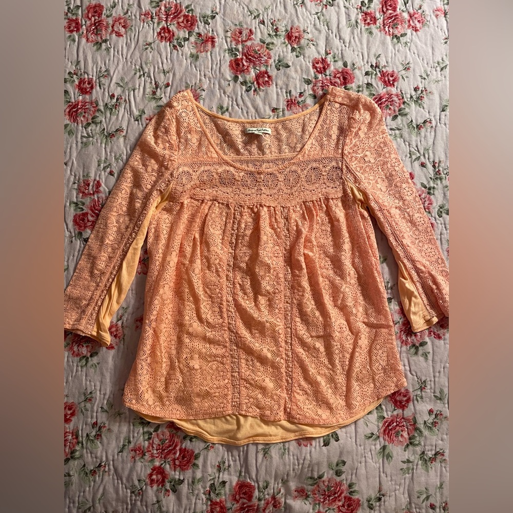 American Eagle Sheer Lace Top - size M